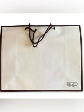 Coach White and Brown Branded Gift Bag